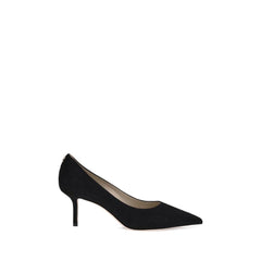 Black Goatskin Mid Heel Pumps