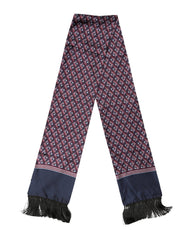 Multicolor Geometric Pattern Silk Fringe 142cm X 15cm Scarf