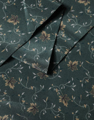 Green Silk Floral Pattern Fringed 135cm X 16cm  Scarf