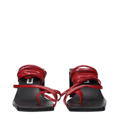 Red Leather Flip-Flop Sandals