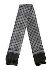 Black White Silk Geometric Neck Wrap 142cm X 15cm Scarf