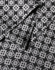 Black White Silk Geometric Neck Wrap 142cm X 15cm Scarf