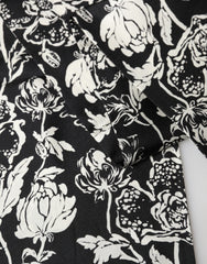 Black White Silk Floral Print Fringe 136cm X 15.5cm  Scarf
