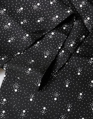 Black White Silk Dotted Print Foulard 140cm X 15cm Scarf