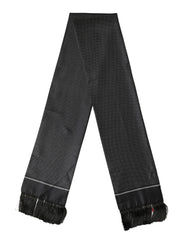 Black Silk Polka Dot Crown Foulard 140cm X 16.5cm Scarf