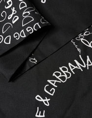 Black Logo Script Print Sik Foulard 137.5cm X 15cm Scarf