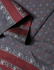 Burgundy Gray Patterned Fringe Foulard 141cm X 15.5cm  Scarf