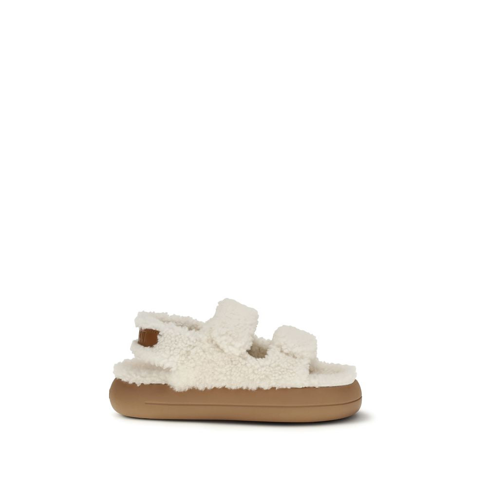 White Polyamide Flat Sandals