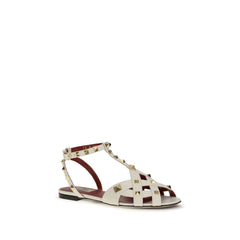 Beige Goatskin Flat Sandals
