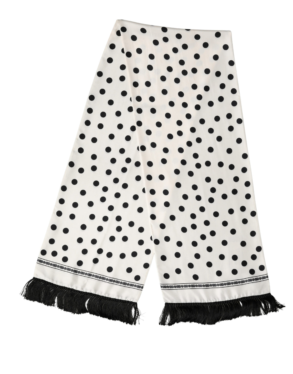 White Black Polka Dot Neck Wrap Foulard 165.5cmx32cm Scarf