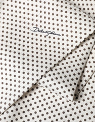 White Brown Polka Dot Silk Bandeau Neck Wrap 151cm x 13cm  Scarf