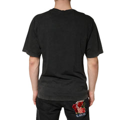 Black Cotton Crewneck Short Sleeve  T-Shirt
