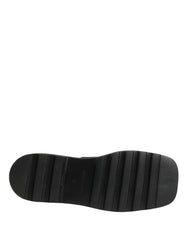 Black Leather Logo Plaque Ankle Boots Shoes