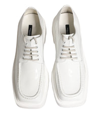 White Leather Chunky Sole Derby Shoes