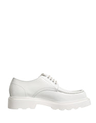 White Leather Chunky Sole Derby Shoes