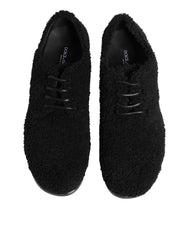 Men Black Riccio Shearling Dress Derby Shoes
