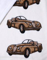 Towel White Cotton Car Graphic Print 115cm x 180cm Beach