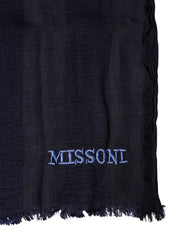 Dark Blue Wool Knit Unisex Wrap Fringe Shawl 170cm x 60cm Scarf