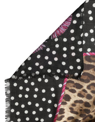 Multicolor Leopard Polka Dot Stole 180cm x 135cm Scarf