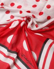 Red Polka Dot Print Square Stole 130cm x 130cm Scarf