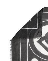 Black White Polka Dot Logo Stole Wrap 188cm x 116cm Scarf