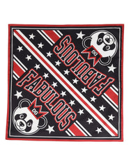 Black Red Panda Cotton Square Foulard 50.5cm x 50cm Scarf