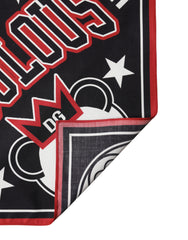 Black Red Panda Cotton Square Foulard 50.5cm x 50cm Scarf