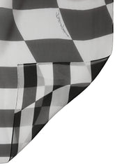 Black White Check Silk Wrap Foulard 133cm x 132cm Scarf