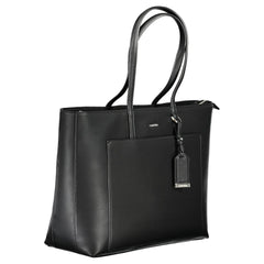 Black Polyester Women Handbag