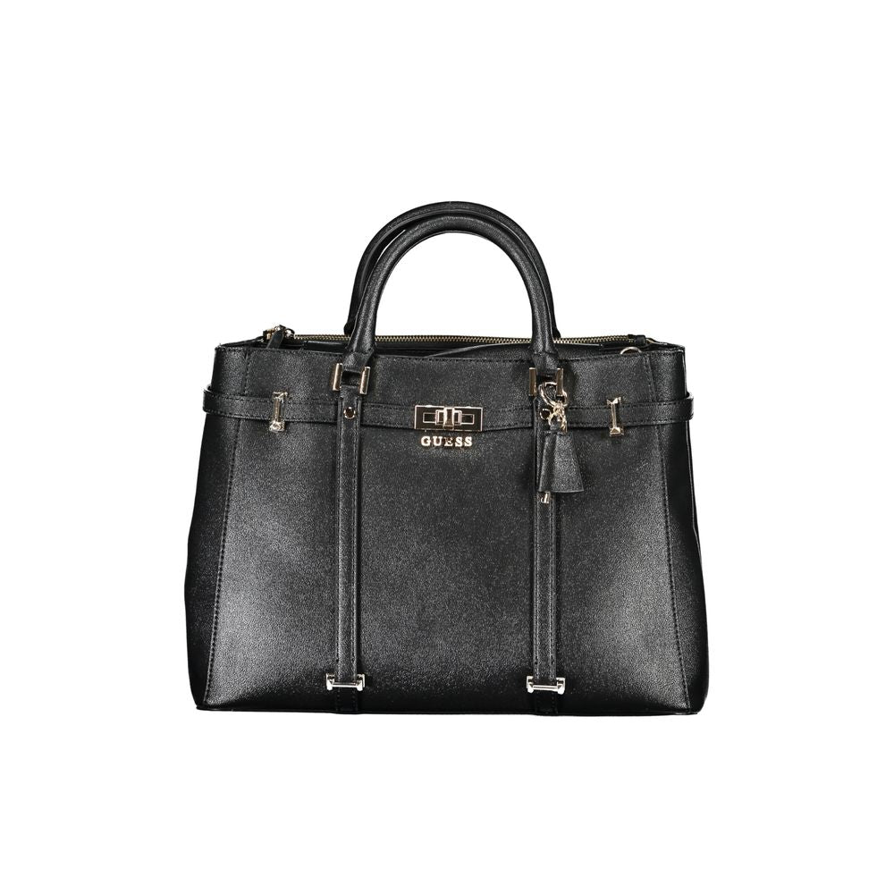 Black Polyurethane Women Handbag