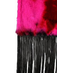 Pink Black Faux Fur Neck Wrap Fringes 200cm x 59cm Scarf