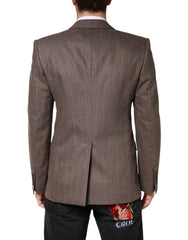 Brown Stripes Single Breasted Blazer