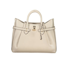 Beige Polyurethane Women's Handbag