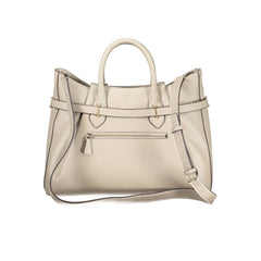 Beige Polyurethane Women's Handbag