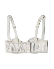 White Silk Satin Underwire Bra Semi Pad Underwear