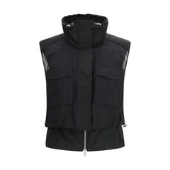 Black Nylon Sleveless Jacket