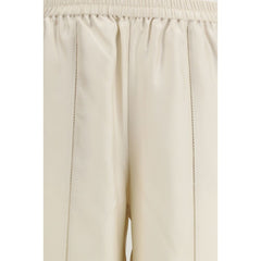 Beige Silk Casual Pants