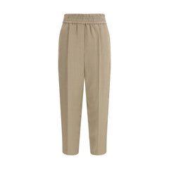 Beige Viscose Casual Pants