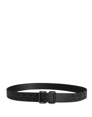 Black Logo Monogram Silver Metal Buckle Belt