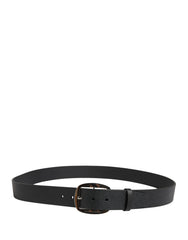 Black Calf Leather Silver Metal Buckle Belt
