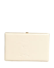 White Lambskin Leather Clutch Evening Women Purse Bag