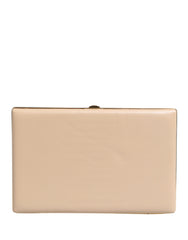 Beige Lambskin Leather Clutch Evening Women Purse Bag