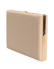 Beige Lambskin Leather Clutch Evening Women Purse Bag