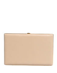 Beige Lambskin Leather Clutch Evening Women Purse Bag