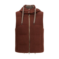 Brown Cotton Sleveless Jacket