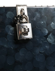 Black Acrylic Plexiglass Studded DOLCE BOX Clutch Bag