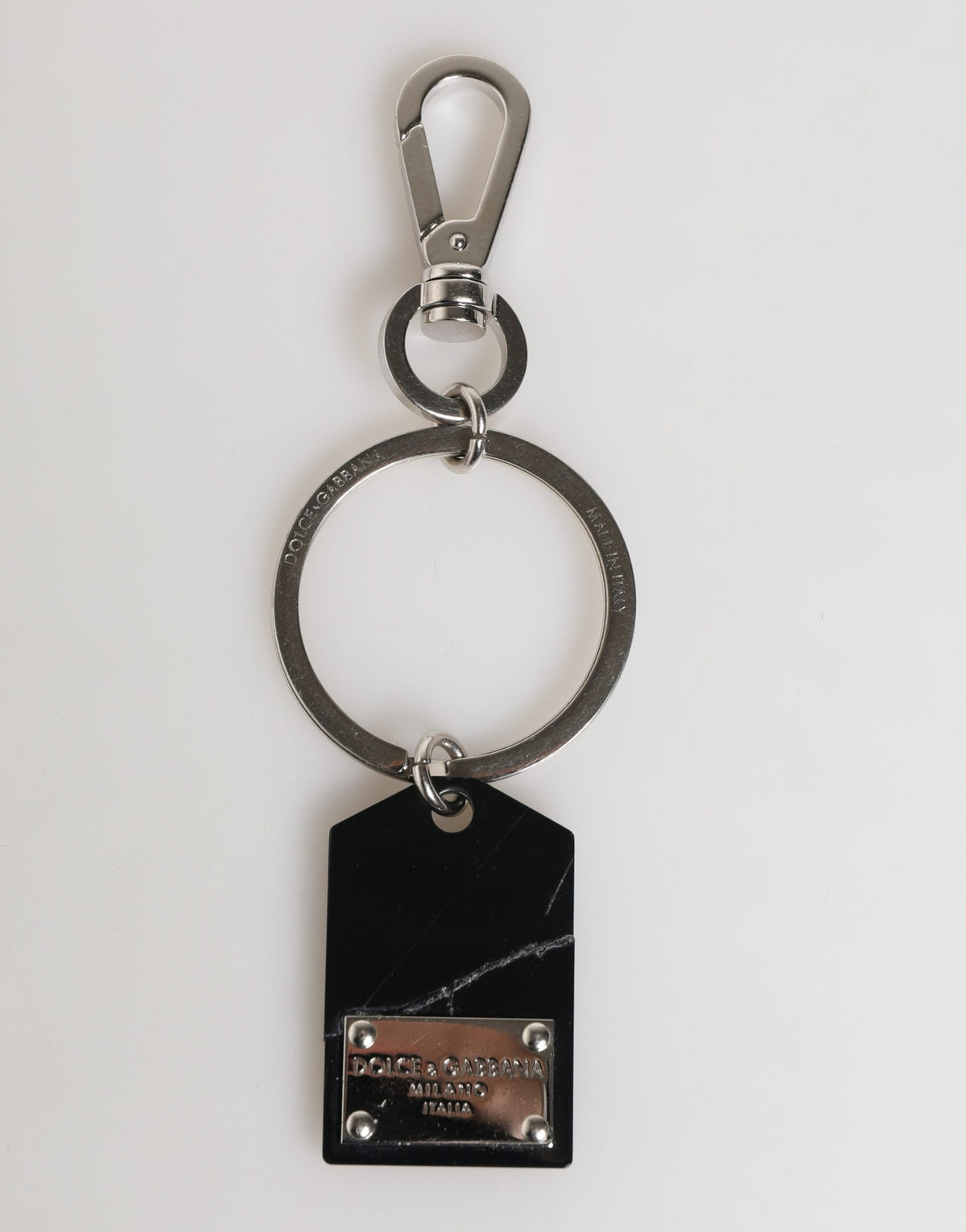 Black Silver Brass LogoPlaque Metal Ring Keyring  Keychain