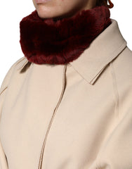 Red Lamb Fur Collar Women Neck Wrap 50cm x 8cm Scarf