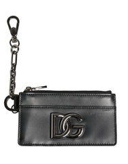 Black Calfskin Leather DG Logo Card Holder Women Wallet