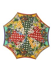 Multicolor Carretto Siciliano Print Collapsible Umbrella